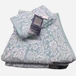 4pc William Morris STRAWBERRY THIEF Floral Bath Hand Towel Set Turquoise Duckegg